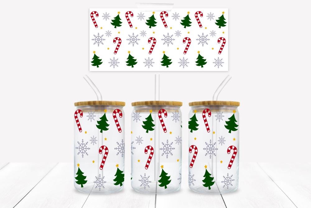 Christmas Trees and Candy 16 oz. Libbey Tumbler Sublimation Wrap