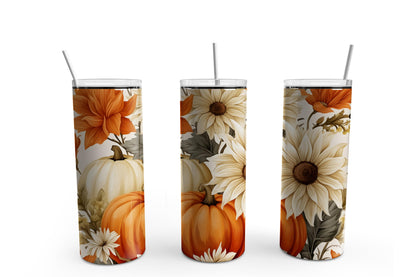 Autumn Pumpkin Floral 20 oz. Sublimation Tumbler Transfer