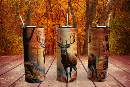 Deer Stag Autumn Forest 20 oz. Sublimation Tumbler Transfer