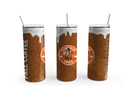 Pumpkin Spice Tumbler Sublimation Tumbler, Ready to Press Sublimation Transfer, 20 oz. Skinny Tumbler