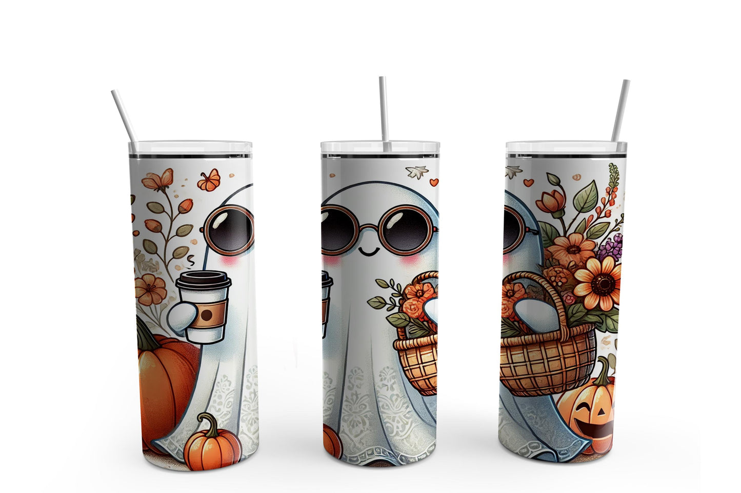 Cute Bougee Ghost Halloween 20 oz. Sublimation Tumbler Transfer