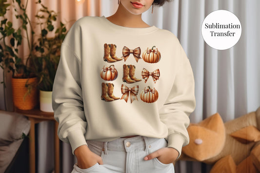 Coquette Pumpkins and Boots Fall Autumn Sublimation Transfer