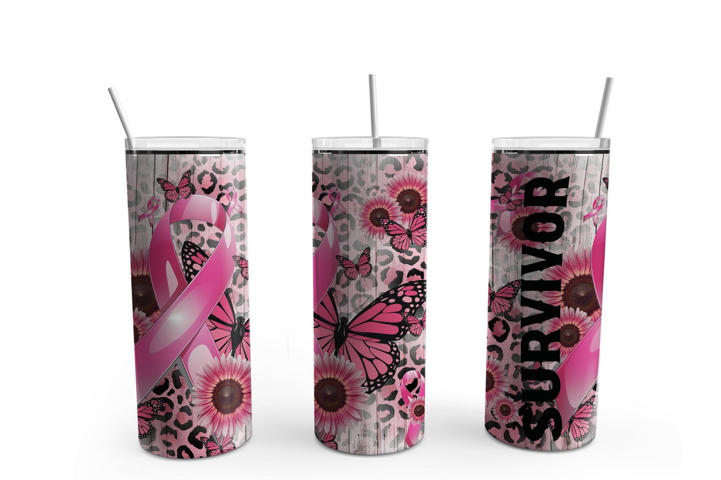 Breast Cancer Survivor PNG 20 oz Skinny Tumble Digital Download Pink Ribbon Awareness Tumbler, sublimation