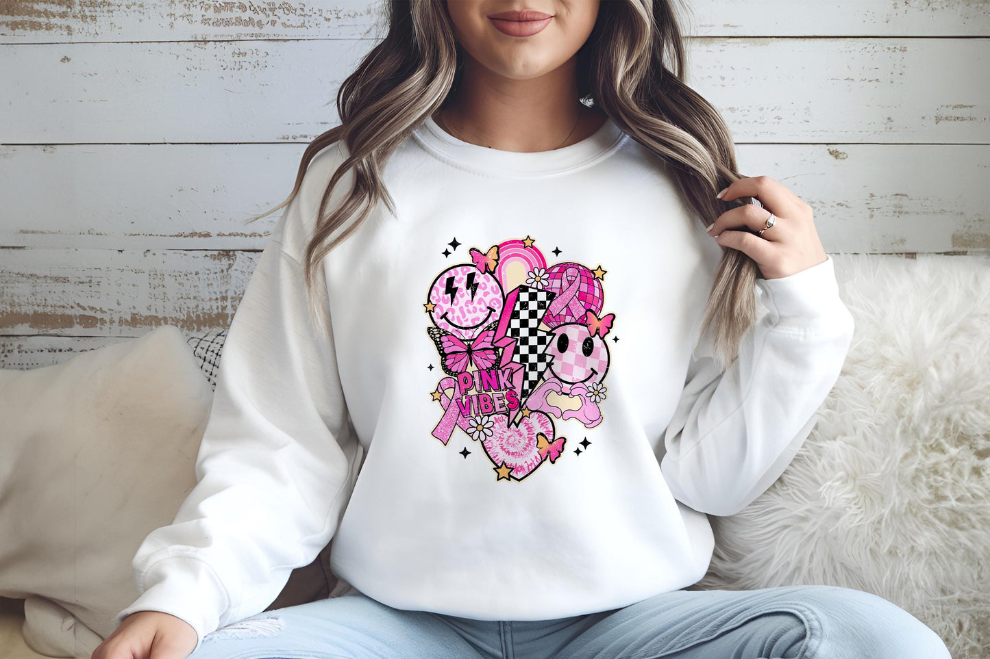 Pink Vibes Sublimation Transfer, Breast Cancer Awareness, Wear Pink Month October