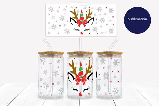 Reindeer Christmas 16 oz. Libbey Tumbler Sublimation Wrap