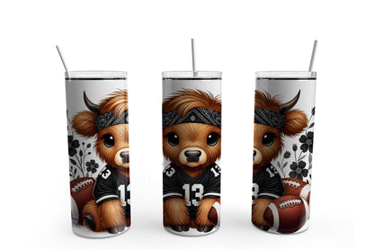 Highland Cow Football Fall Autumn 20 oz. Sublimation Tumbler Transfer