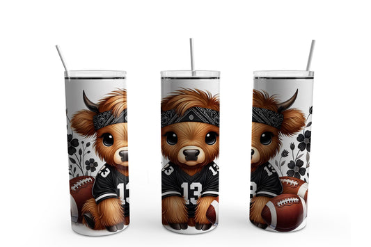 Highland Cow Football Fall Autumn 20 oz. Sublimation Tumbler Transfer