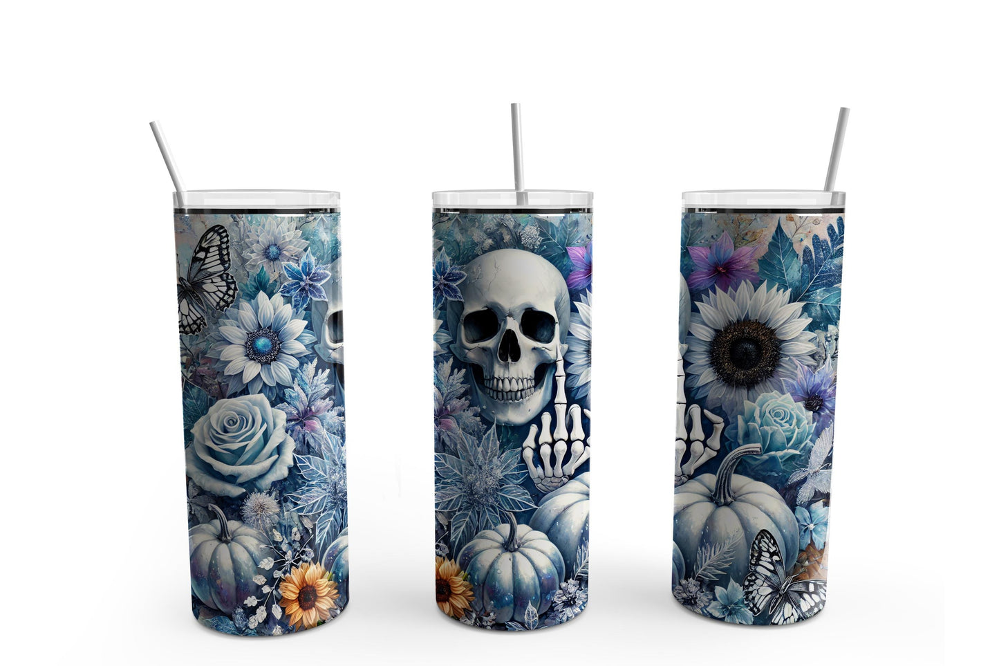 Funny Skull Halloween 20 oz. Sublimation Tumbler Transfer