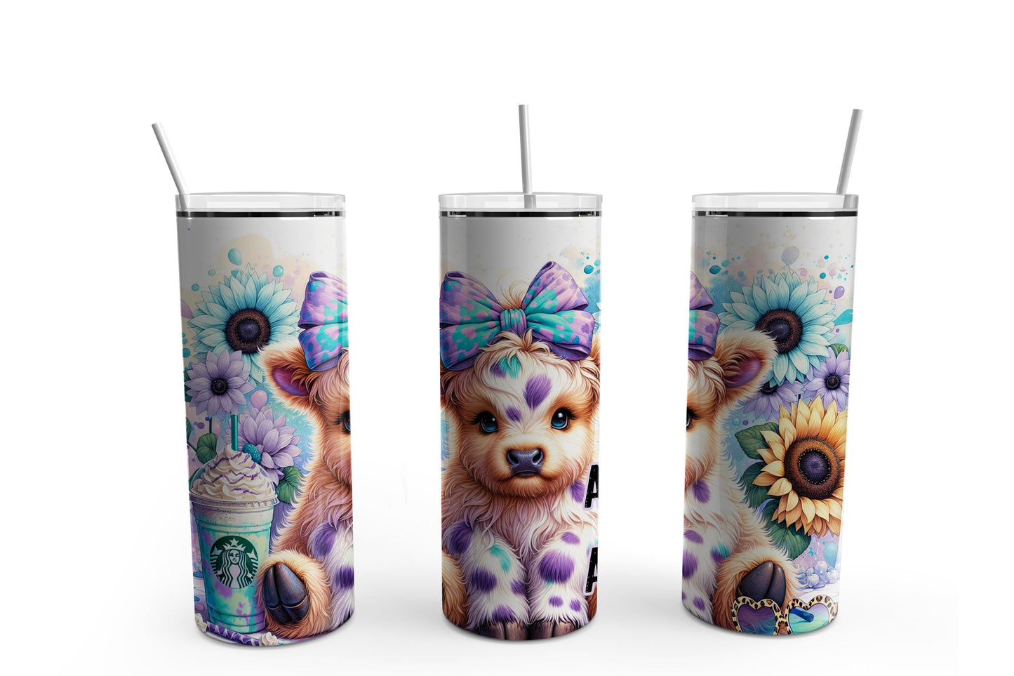 Cute Pastel Highland Cow20 oz. Sublimation Tumbler Transfer