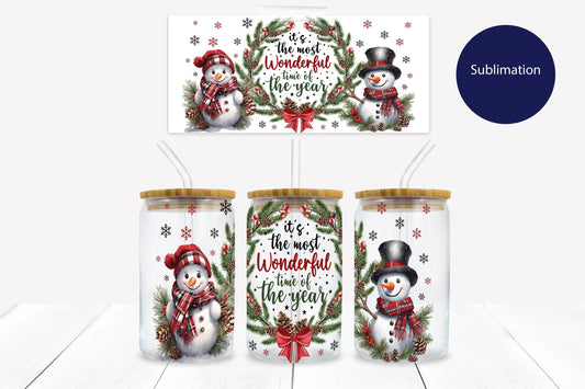 It's the Most Wonderful Time of the Year 16 oz. Libbey Tumbler Sublimation Wrap