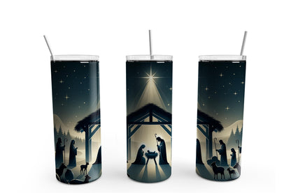 Nativity Christmas Sublimation Tumbler, Ready to Press Sublimation Transfer, 20 oz. Skinny Tumbler