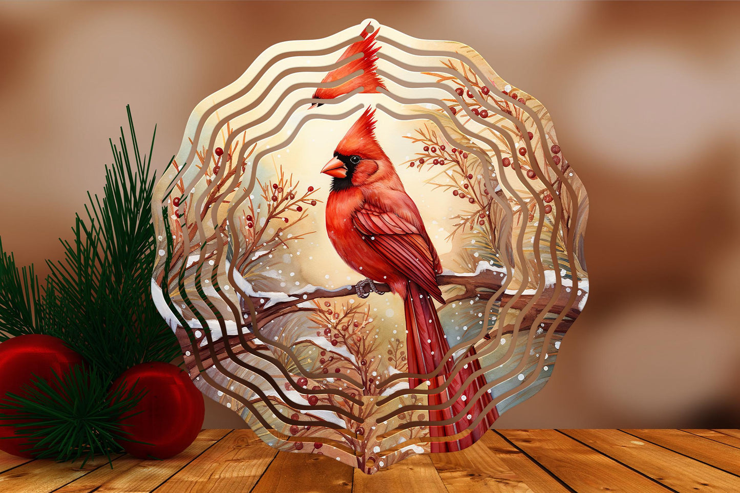 Golden Cardinal Wind Spinner 8" Sublimation Transfer