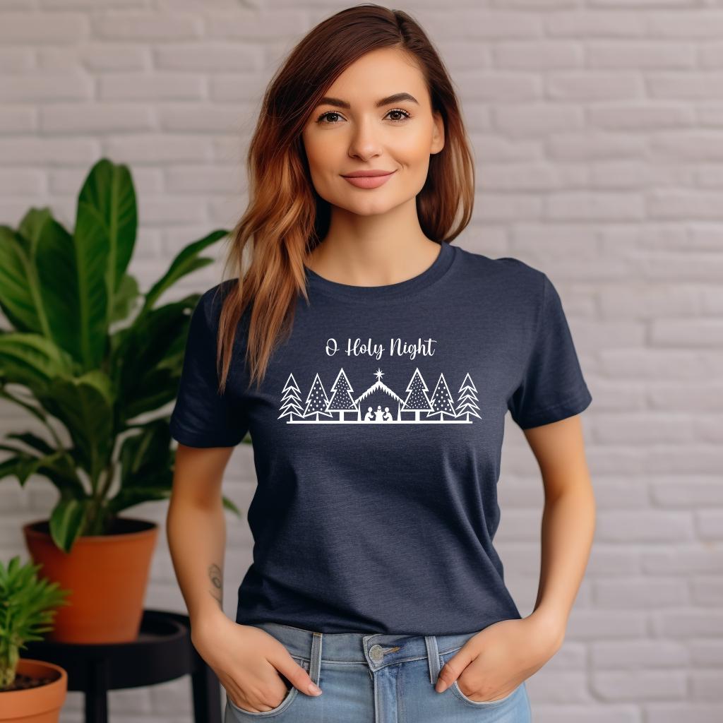 O Holy Night Nativity Png Digital File, Svg, Advent Christmas Christian Sublimation DTF, UV DTF, Christmas Shirt Design