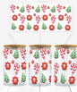 Kawaii Christmas Trees Poinsettias and Candy Cane 16 oz. Libbey Tumbler Wrap – UV DTF transfer