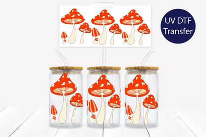 Mushroom 16 oz. Libbey Tumbler Wrap – UV DTF transfer