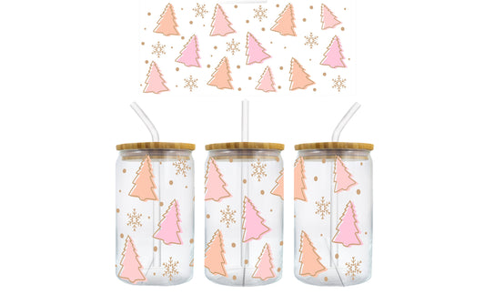 Retro Christmas Christmas Trees 16 oz. Libbey Tumbler Sublimation Wrap